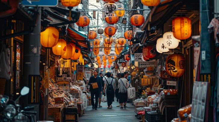 THAILAND,  a lantern-lit market